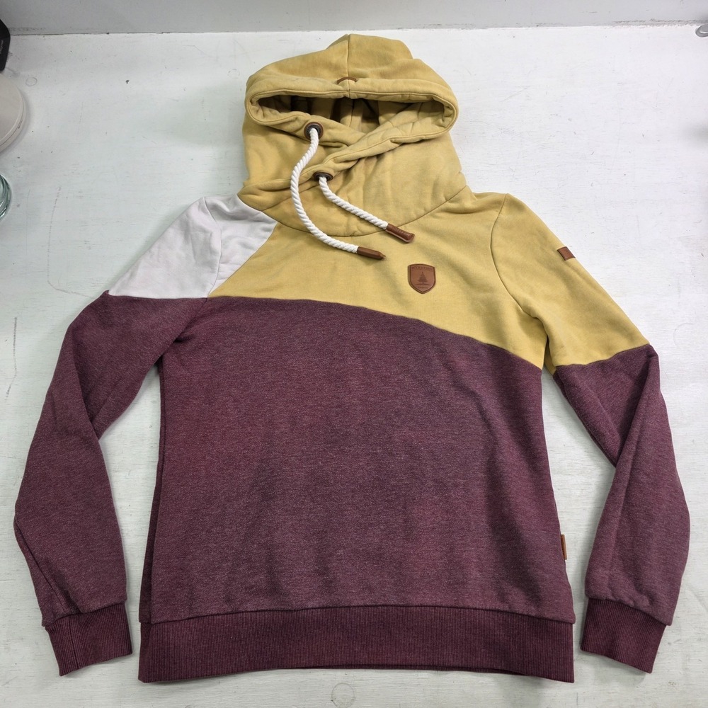 Wankakome Selene Terry Gold Mix Heavy Color Block Rope Hoodie Womans Sz XL EUC